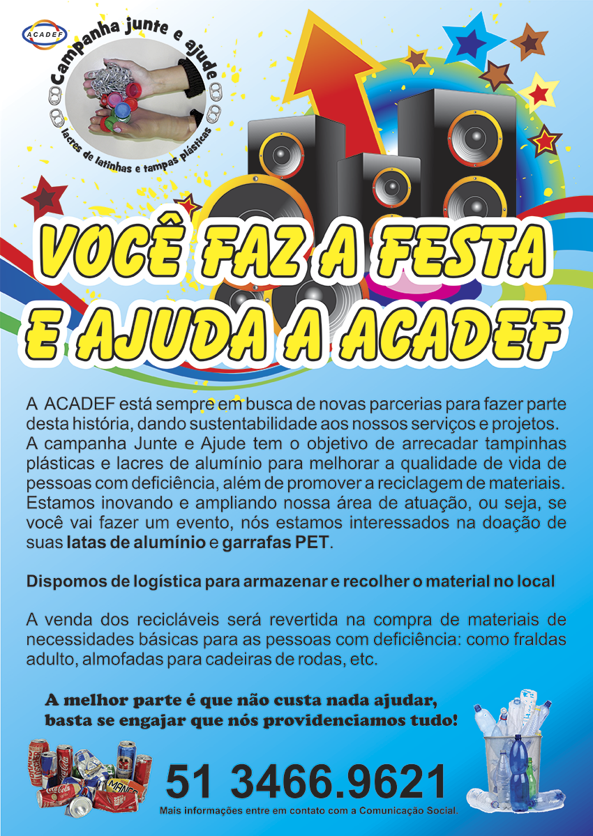 Cartaz sobre logística de recolher latas e pets em festas